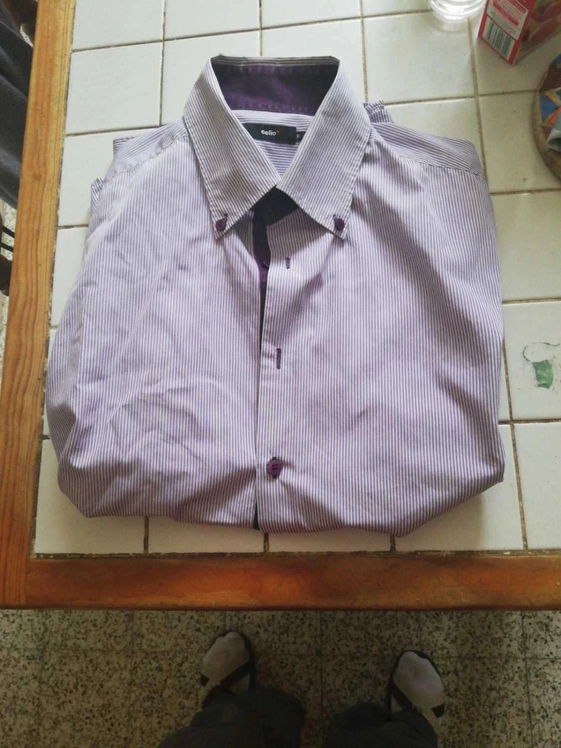 Celio Chemise Homme XL Lila Blanc Très bon état chic casual